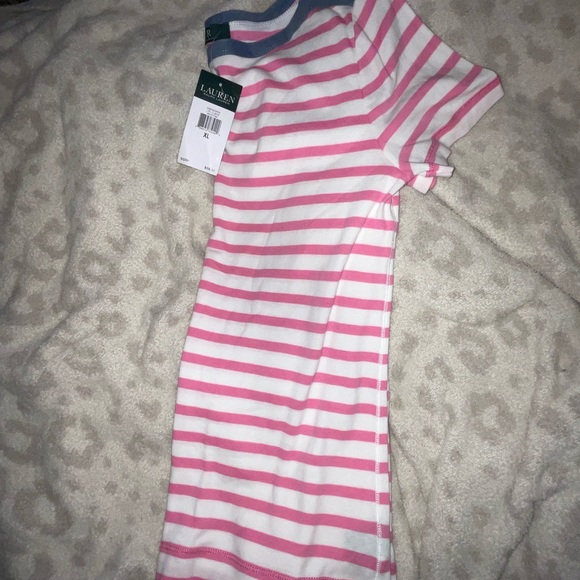 Ralph Lauren denim 1969. XL. Pink white stripes denim zipper crewneck preppy T - Picture 6 of 10